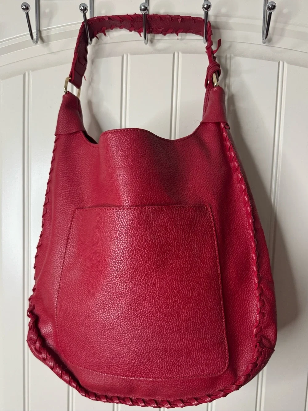 2/for $20 🪩 Fringed Red Pebbled Hobo Shoulder Bag - Mark & Hall